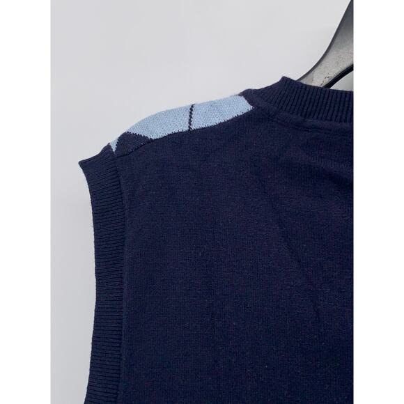 SHEIN Women's Blue Argyle Print V-Neck Knit Oversized Pullover Sweater Vest SZ S - Picture 4 of 10